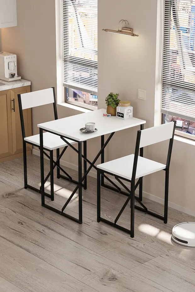 2li Mutfak Seti Mutfak Masa ve Sandalye Seti Balkon Masası Cafe Seti Maysa Beyaz